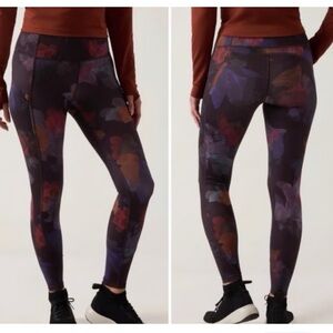 Athleta Rainier Tights in the Night Bloom Black Size XXS